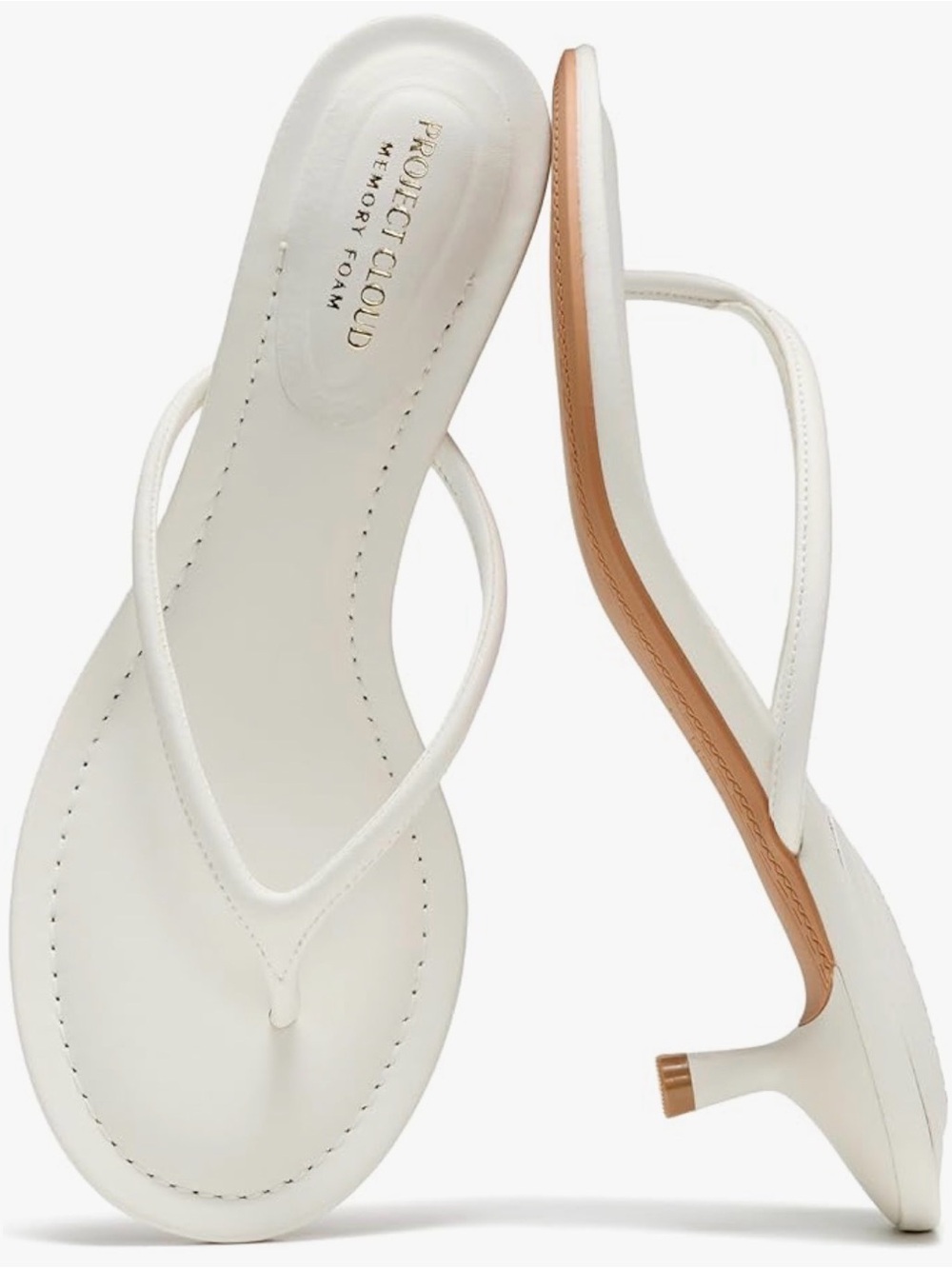 White Memory Foam Kitten Heel Flip Flop